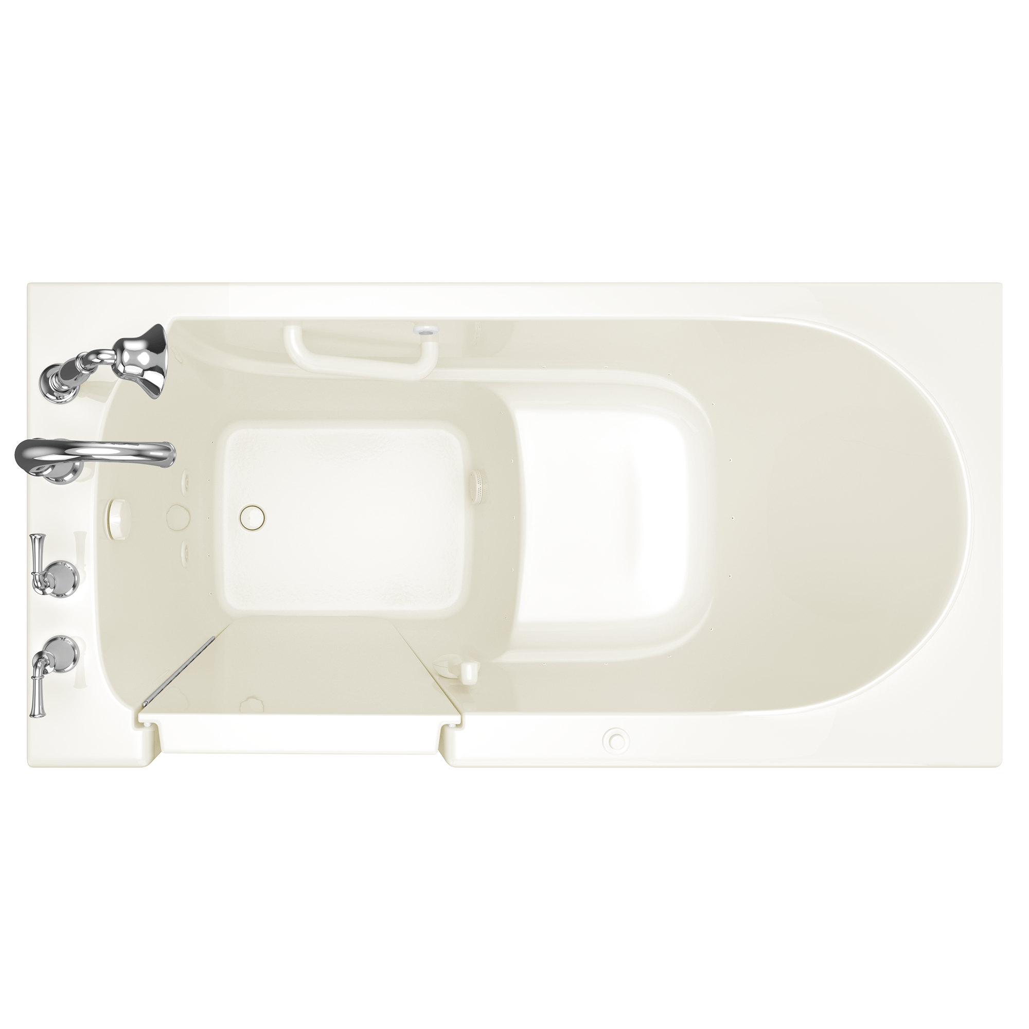 Gelcoat Value Series 30x60 Inch Walk In Bathtub with Air Spa System   Left Hand Door and Drain WIB LINEN